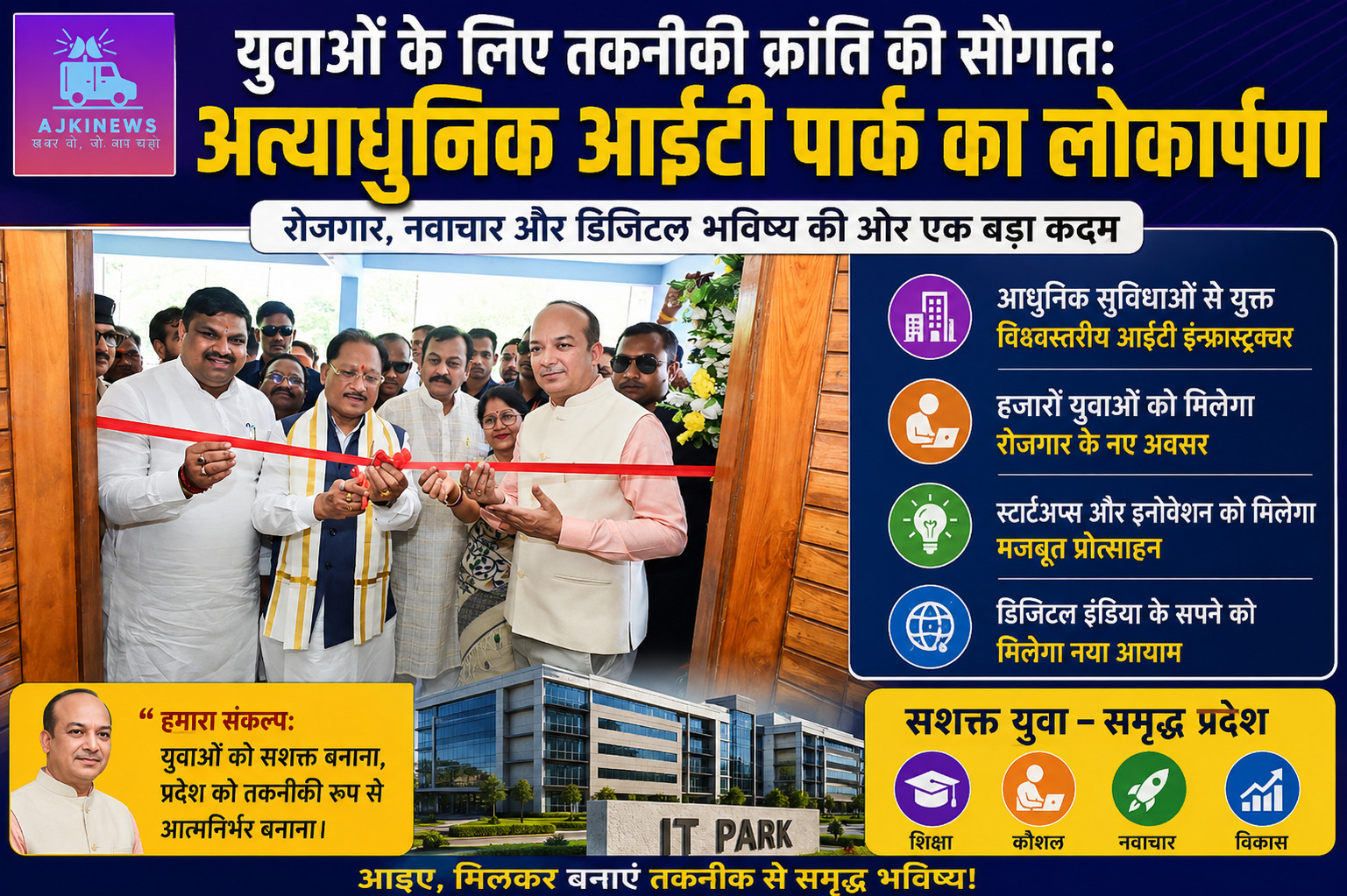 युवाओं के लिए तकनीकी क्रांति की सौगात: मुख्यमंत्री श्री विष्णुदेव साय ने किया अत्याधुनिक आईटी पार्क का लोकार्पण