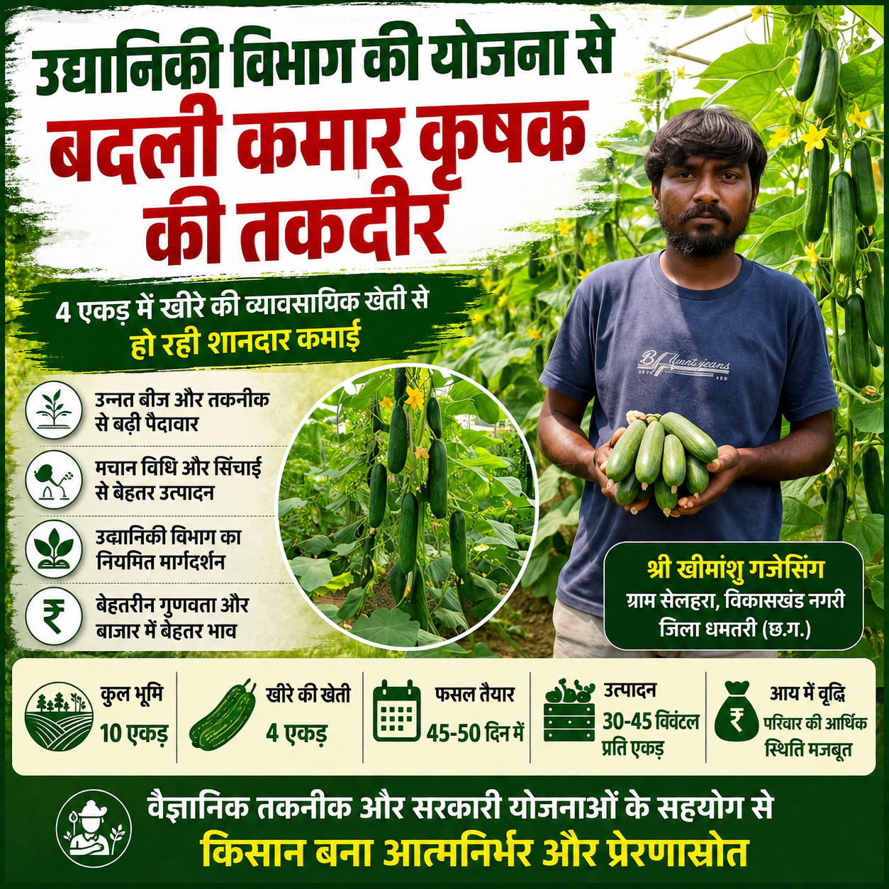 45 दिन में बदल गई किस्मत! उद्यानिकी विभाग की योजना से कमार किसान ने 4 एकड़ में खड़ी की सफलता की नई मिसाल