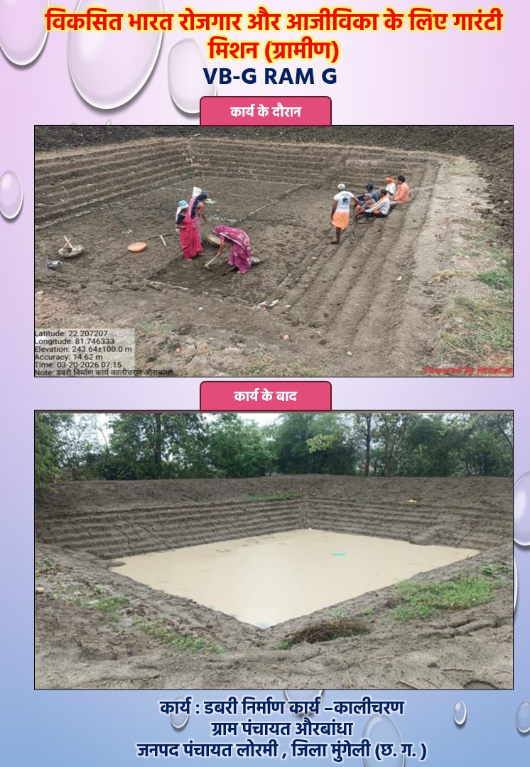 270 आजीविका डबरी निर्माण कार्य पूर्ण, जल संरक्षण एवं सिंचाई सुविधाओं को मिला बढ़ावा