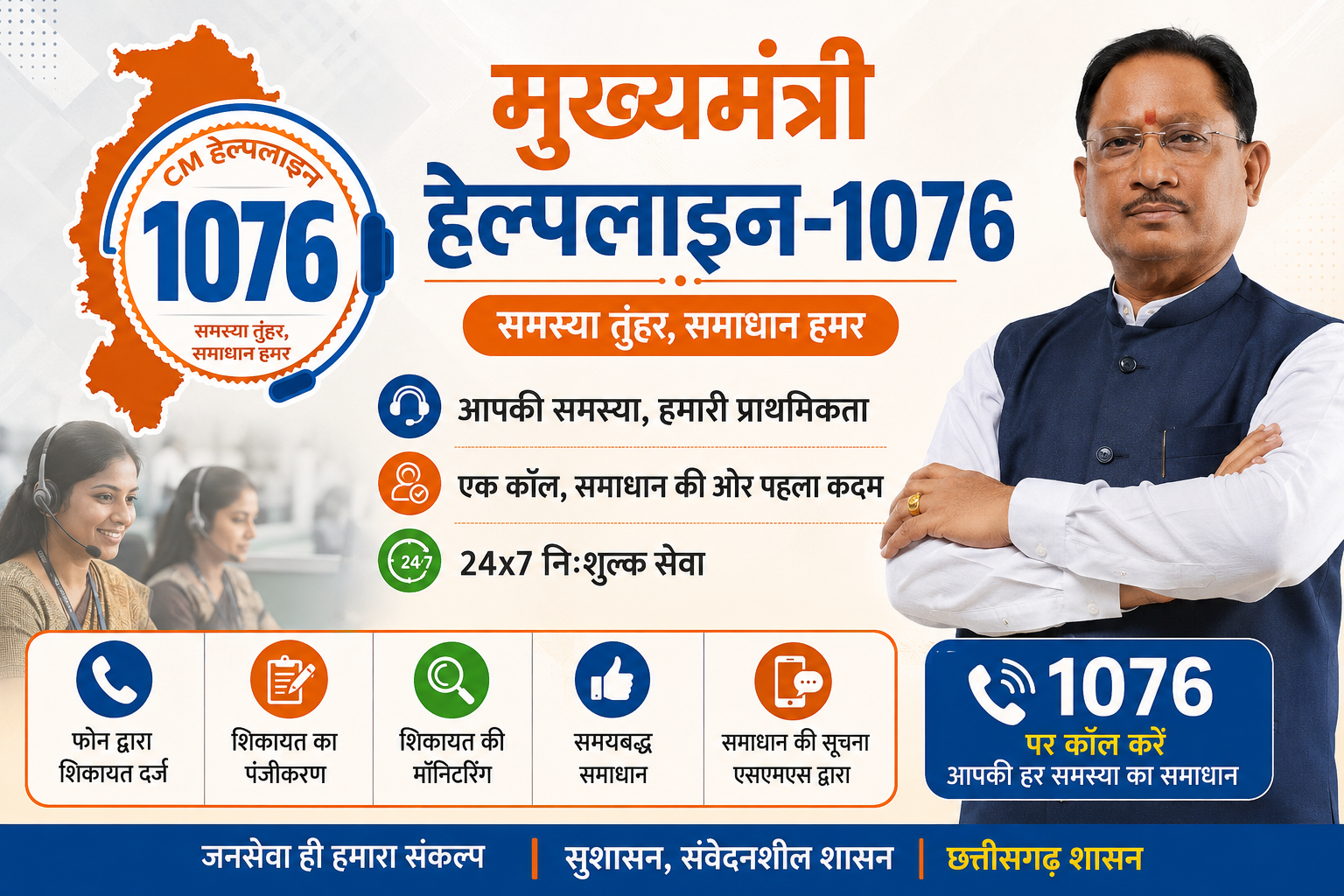 सीएम हेल्पलाइन-1076 ने नागरिक-केंद्रित सुशासन की अवधारणा को दिया व्यवहारिक रूप : मुख्यमंत्री श्री विष्णुदेव साय सीएम हेल्पलाइन-1076 ने नागरिक-केंद्रित सुशासन की अवधारणा को दिया व्यवहारिक रूप : मुख्यमंत्री श्री विष्णुदेव साय