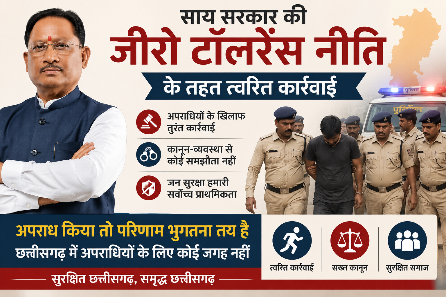 साय सरकार की जीरो टॉलरेंस नीति के तहत त्वरित कार्रवाई साय सरकार की जीरो टॉलरेंस नीति के तहत त्वरित कार्रवाई