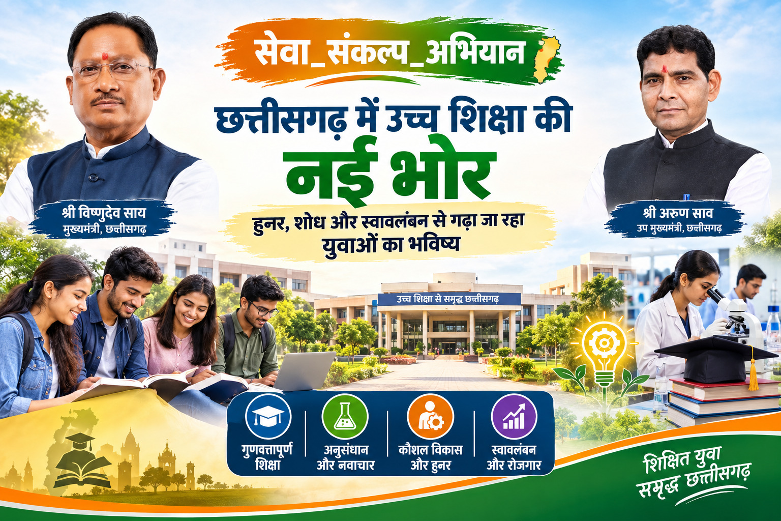 विशेष लेख : ‘सेवा_संकल्प_अभियान’ : छत्तीसगढ़ में उच्च शिक्षा की नई भोर: हुनर, शोध और स्वावलंबन से गढ़ा जा रहा युवाओं का भविष्य